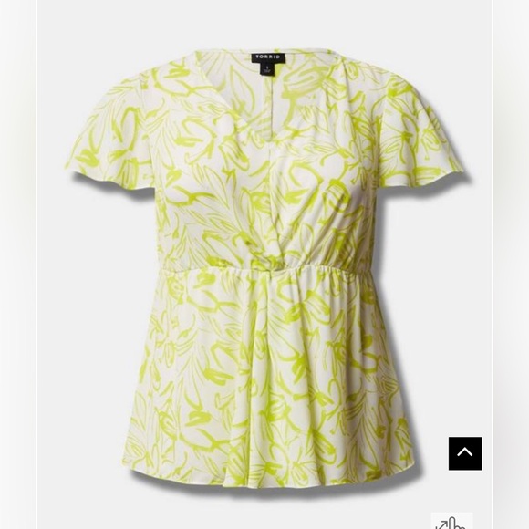 Torrid sz 4 Georgette Twist Surplice Flutter Sleeve Blouse EUC - Picture 4 of 7